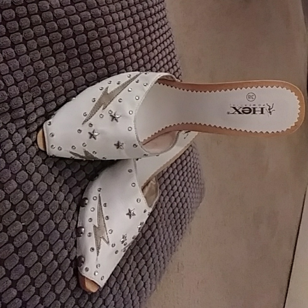 White Beaded Western Style Heels.
